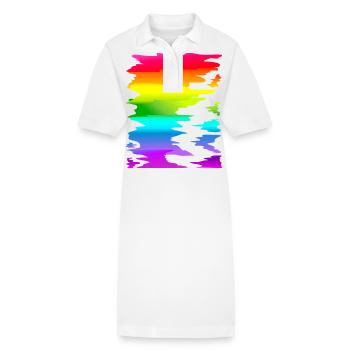 bunter Regenbogen Farbverlauf - Stanley/Stella Frauen Bio-Polokleid PAIGER - Weiß - Vorne