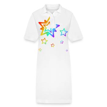 étoiles colorées étoile filante arc-en-ciel dégradé - Robe polo bio PAIGER Stanley/Stella Femme - blanc - Devant