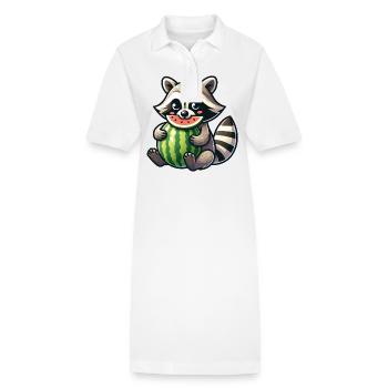 Waschbär Mit Wassermelone Fruchtig Lustig - Stanley/Stella Frauen Bio-Polokleid PAIGER - Weiß - Vorne