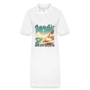 Agadir Maroc Mers du Sud Méditerranée Vacances Afrique du Nord - Robe polo bio PAIGER Stanley/Stella Femme - blanc - Devant