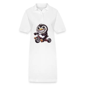 pingouin joyeux sur tricycle montrant des dents - Robe polo bio PAIGER Stanley/Stella Femme - blanc - Devant