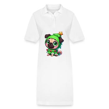 Lunatique Carlin Noël arbre de Noël dessin animé - Robe polo bio PAIGER Stanley/Stella Femme - blanc - Devant