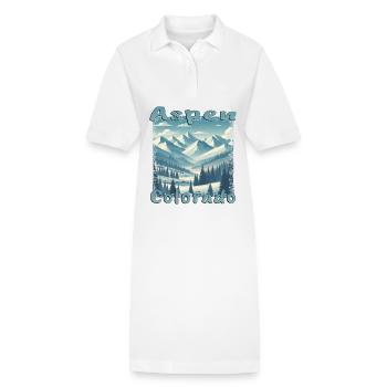 Aspen Winter Ski Snowboard Urlaub Grunge - Stanley/Stella Frauen Bio-Polokleid PAIGER - Weiß - Vorne