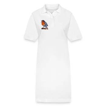 Illustration du merle sur textile - Robe polo bio PAIGER Stanley/Stella Femme - blanc - Devant