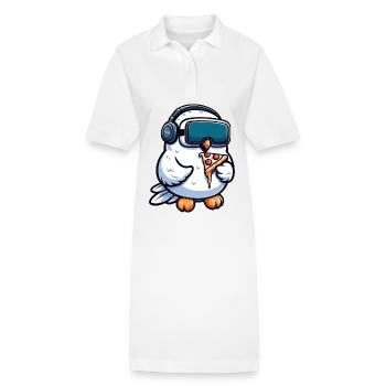 eule schneeeule vr virtual reality gamer zocker - Stanley/Stella Frauen Bio-Polokleid PAIGER - Weiß - Vorne