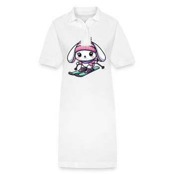 Conception de vacances d'hiver de skieur de ski de lapin de neige - Robe polo bio PAIGER Stanley/Stella Femme - blanc - Devant