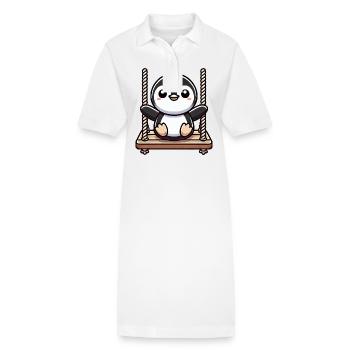 Mignon pingouin balançoire dessin animé aire de jeux - Robe polo bio PAIGER Stanley/Stella Femme - blanc - Devant