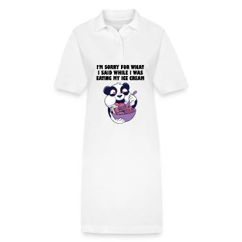 Hungriger Pandabär mit Schüssel Eis - Stanley/Stella Frauen Bio-Polokleid PAIGER - Weiß - Vorne