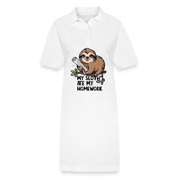 My sloth ate my homework - Stanley/Stella PAIGER Organic Women’s Polo Dress - white - Front