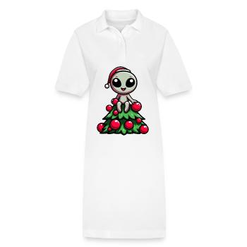 Funny Alien Christmas Tree Whimsical - Stanley/Stella PAIGER Organic Women’s Polo Dress - white - Front