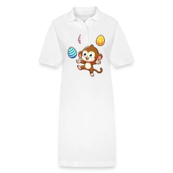 Ostern Affe Osterei Jongleur Artist Design - Stanley/Stella Frauen Bio-Polokleid PAIGER - Weiß - Vorne
