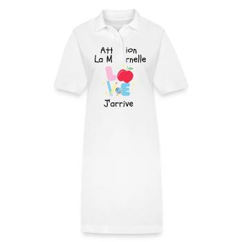 Attention La Maternelle J'arrive Rentrée Scolaire - Robe polo bio PAIGER Stanley/Stella Femme - blanc - Devant