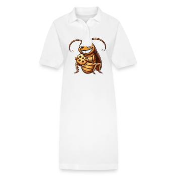 Lustige Kakerlake mit Keks Cartoon Nachtisch - Stanley/Stella Frauen Bio-Polokleid PAIGER - Weiß - Vorne