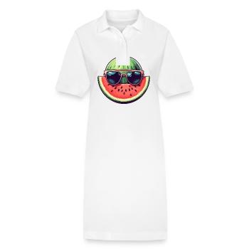 Pastèque fraîche - design avec lunettes de soleil et M - Robe polo bio PAIGER Stanley/Stella Femme - blanc - Devant