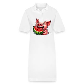 Cochon sucré avec un sourire de pastèque fantaisiste - Robe polo bio PAIGER Stanley/Stella Femme - blanc - Devant