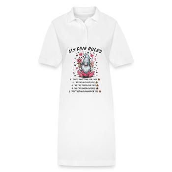 5 rules of a funny gnome - Stanley/Stella PAIGER Organic Women’s Polo Dress - white - Front