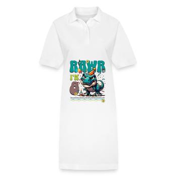 8ème anniversaire Rawr T Rex Dinosaure - Robe polo bio PAIGER Stanley/Stella Femme - blanc - Devant