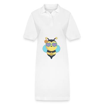 Biene Hippie Peace - Stanley/Stella Frauen Bio-Polokleid PAIGER - Weiß - Vorne