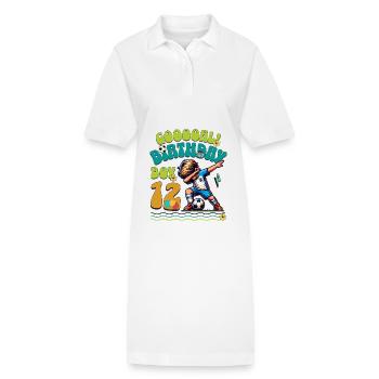 12th Birthday Football - Stanley/Stella PAIGER Organic Women’s Polo Dress - white - Front