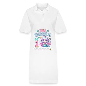 Meerjungfrau 1. Geburtstag Mädchen Kinder - Stanley/Stella Frauen Bio-Polokleid PAIGER - Weiß - Vorne