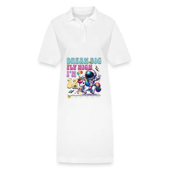 Astronaut Unicorn 12th Birthday - Stanley/Stella PAIGER Organic Women’s Polo Dress - white - Front