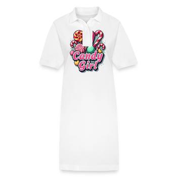 Candy and Girl Candy Lover Carnival - Stanley/Stella PAIGER Organic Women’s Polo Dress - white - Front
