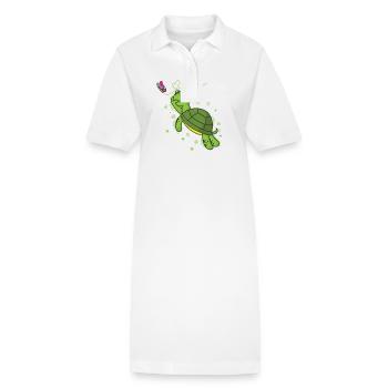 Schildkröte mit Schmetterling Reptil Wasser - Stanley/Stella Frauen Bio-Polokleid PAIGER - Weiß - Vorne