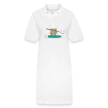 Caviidae Meerschweinchen surft Nagetier - Stanley/Stella Frauen Bio-Polokleid PAIGER - Weiß - Vorne