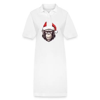 Portrait de Noël tête de singe - Robe polo bio PAIGER Stanley/Stella Femme - blanc - Devant