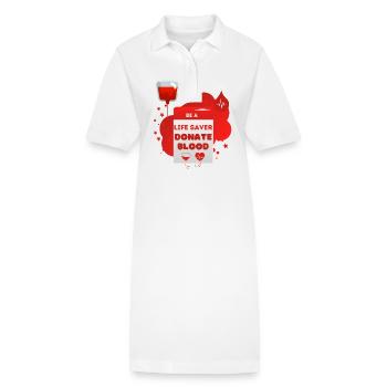 Blutspende Sei ein Lebensretter Blut spenden - Stanley/Stella Frauen Bio-Polokleid PAIGER - Weiß - Vorne