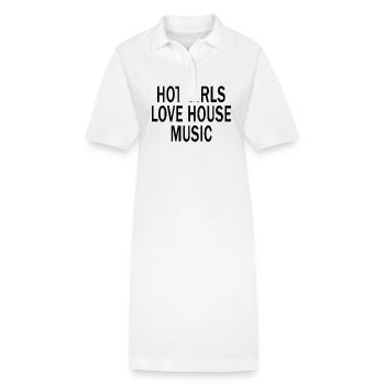 Hot Girls Love House Music DJ Techno Rave EDM - Stanley/Stella Frauen Bio-Polokleid PAIGER - Weiß - Vorne