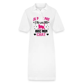 Ich kann nicht mit meiner Katze kuscheln Humor Katze - Stanley/Stella Frauen Bio-Polokleid PAIGER - Weiß - Vorne