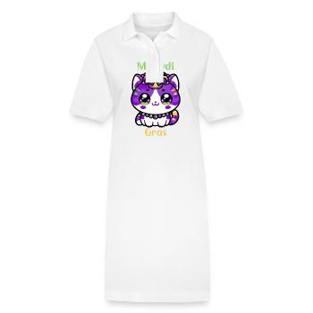 Meowdi Gras Cat Mardi Gras 2024 Chaton Nouvelle-Orléans - Robe polo bio PAIGER Stanley/Stella Femme - blanc - Devant