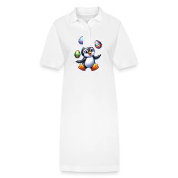 Pingouin jonglant avec les œufs de Pâques, artiste du pôle Sud - Robe polo bio PAIGER Stanley/Stella Femme - blanc - Devant