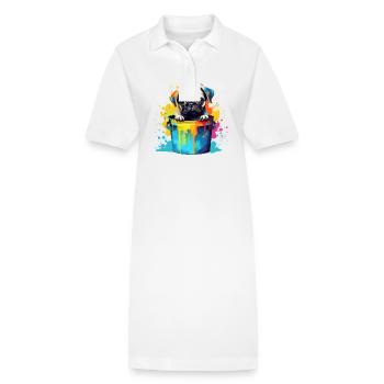 Mops Niedlicher Hund Farbeimer - Stanley/Stella Frauen Bio-Polokleid PAIGER - Weiß - Vorne