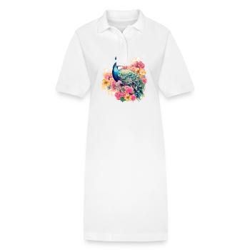 Bunter Pfau für Ornithologe Tierliebhaber - Stanley/Stella Frauen Bio-Polokleid PAIGER - Weiß - Vorne
