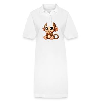 Mignon chimpanzé grignote sur des biscuits - Robe polo bio PAIGER Stanley/Stella Femme - blanc - Devant