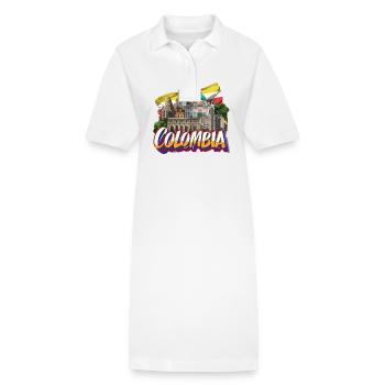 Kolumbien Stadtbild mit künstlerischem Skyline - Stanley/Stella Frauen Bio-Polokleid PAIGER - Weiß - Vorne