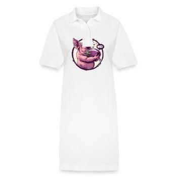 Auberginen liebendes vegetarisches Schwein - Stanley/Stella Frauen Bio-Polokleid PAIGER - Weiß - Vorne