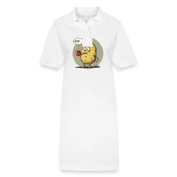 Cartoon Potato with Tobacco Pipe - Stanley/Stella PAIGER Organic Women’s Polo Dress - white - Front