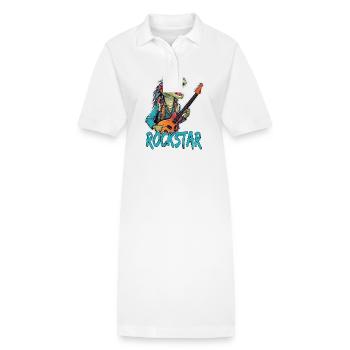 Reptil-Musiker mit E-Gitarre - Stanley/Stella Frauen Bio-Polokleid PAIGER - Weiß - Vorne