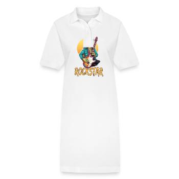 Reptil-Musiker mit E-Gitarre - Stanley/Stella Frauen Bio-Polokleid PAIGER - Weiß - Vorne