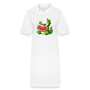 Krokodil Melone Wassermelone Frucht Fruchtig - Stanley/Stella Frauen Bio-Polokleid PAIGER - Weiß - Vorne