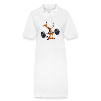 Giraffe Hantel Fitness Workout Glücklich Zufrieden - Stanley/Stella Frauen Bio-Polokleid PAIGER - Weiß - Vorne
