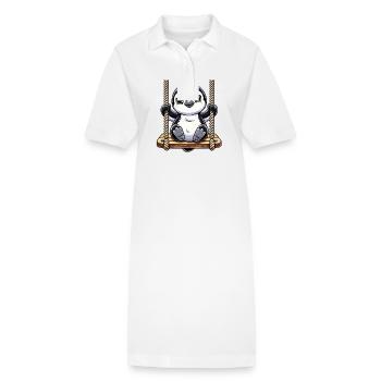 pingouin balançoires aire de jeux amusant animal dessin animé - Robe polo bio PAIGER Stanley/Stella Femme - blanc - Devant