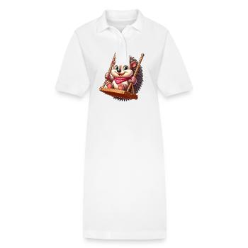 Mignon hérisson balançant terrain de jeu dessin animé - Robe polo bio PAIGER Stanley/Stella Femme - blanc - Devant