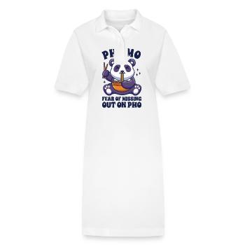 Funny Pho Cute Panda Eating Pho - Stanley/Stella PAIGER Organic Women’s Polo Dress - white - Front