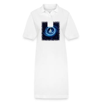 Voilier Galaxie Voie Lactée Espace Fantaisie - Robe polo bio PAIGER Stanley/Stella Femme - blanc - Devant