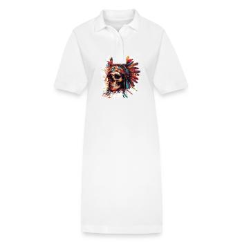 Crâne de chef indien - Robe polo bio PAIGER Stanley/Stella Femme - blanc - Devant