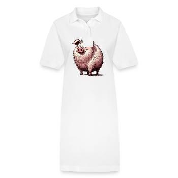 Pig Cartoon Hog Farm Animal - Stanley/Stella Frauen Bio-Polokleid PAIGER - Weiß - Vorne